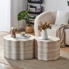 Airsurfer Set of 2 Faux Marble Round Coffee Tables – Modern Minimalist Accent Side Tables for Living Room, Apartment (Beige) - 2 of 4