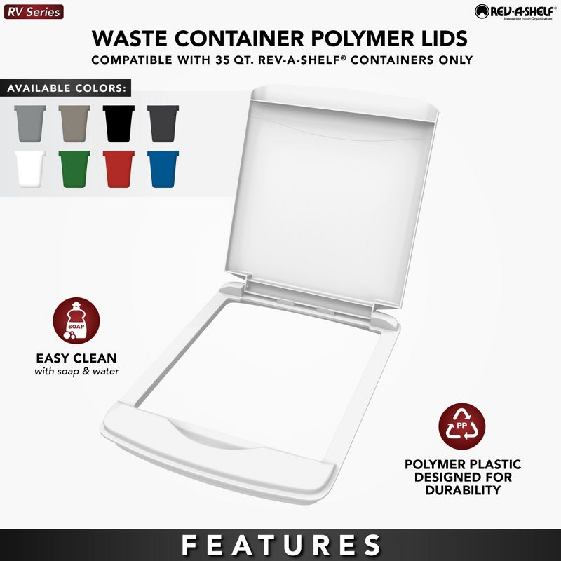 Rev-A-Shelf RV-35-LID-1 35 Quart Waste Container Trash Recycling Lid, 4 of 7