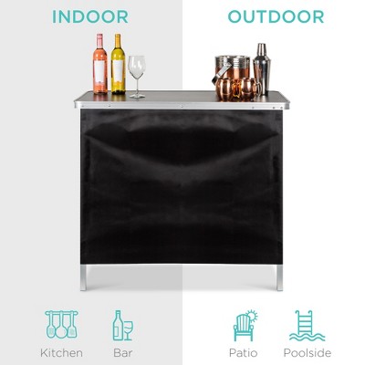 Sleek Black Portable Pop-Up Bar Table with Removable Skirt