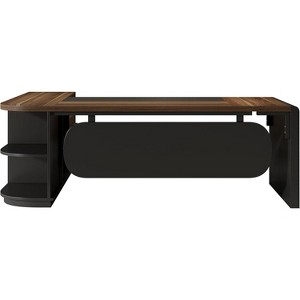 Lantine 80'' L-Shaped Executive Office Desk with 55'' Drawers Cabinet - 1 of 4