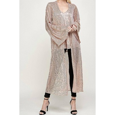Women's Long Sequin Cardigan - CARAMELA