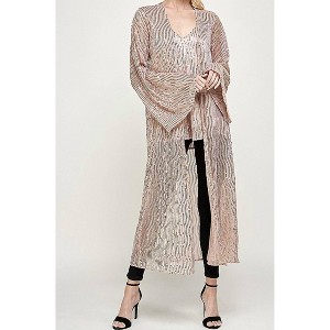 Women's Long Sequin Cardigan - CARAMELA - 1 of 4