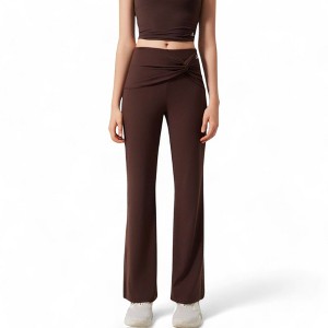 Anna-Kaci Active Women's High-Waisted Flare Pants with Twist Knot Detail - 1 of 4