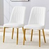 Gulches White Gold Breathable PU Leather Modern Dining Chair Set of 2 with Sleek Backrest and Sturdy Metal Legs - 2 of 4