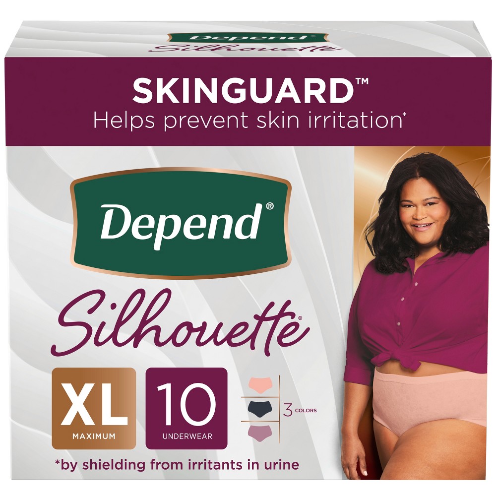 Depend Silhouette Adult Incontinence Underwear for Women  XL  Black  Pink & Berry  10Ct