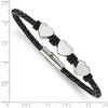 Black Bow Jewelry Stainless Steel Hearts and Black Leather Bracelet, 7.5 Inch - 4 of 4