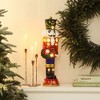 LuxenHome Lighted Nutcracker Red Soldier with Wreath, Battery Operated Christmas Decoration - 2 of 4
