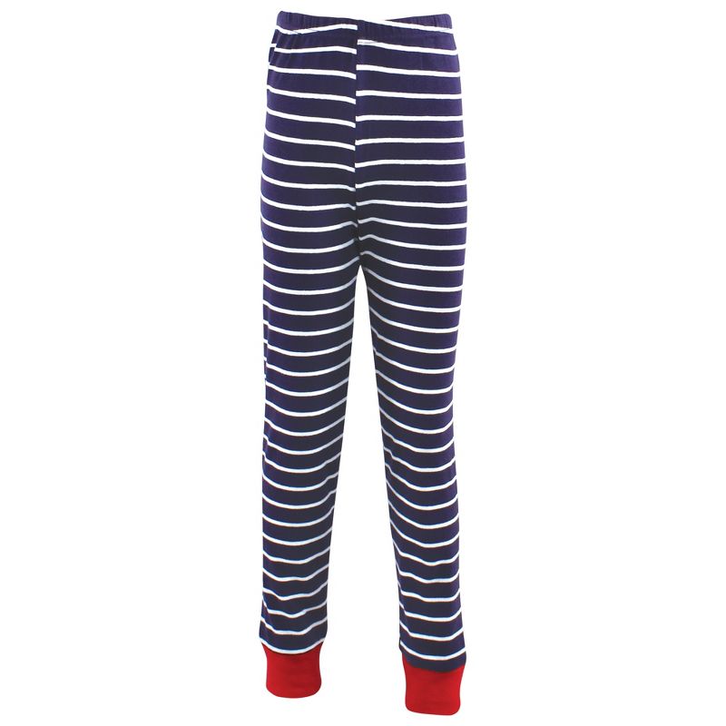 Hudson Baby Infant and Toddler Cotton Pajama Set, Navy Stripe Red, 4 of 5