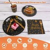 201PCS Gold Birthday Party Supplies For 25 Guests Happy Birthday Disposable Dinnerware Set Paper Plates 9OZ Cups Straws Napkins Forks Knives Spoons - 4 of 4