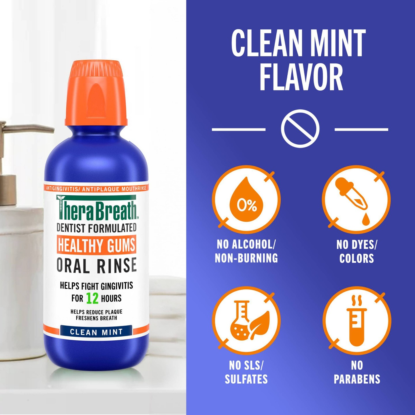 TheraBreath Healthy Gums Mouthwash Antigingivitis - Clean Mint, цвет: Мятный — фото 7