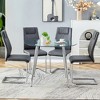 KWPZQEB Round Dining Table and Chairs for 4, Round Dining Table with Tempered Glass & Metal Legs, Paried With 4 High-quality PU Chairs for Dining Room - 2 of 4