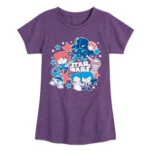 Girls' - Star Wars - Americana Stickers Fitted Short Sleeve Graphic T-Shirt - 1 of 4