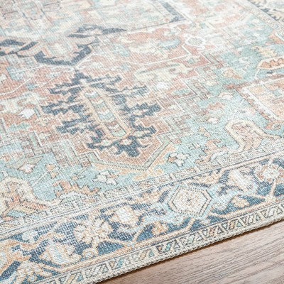 Hauteloom Gray and Navy Washable Polyester Area Rug 8'10" x 12'