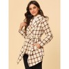 Allegra K Women's Shawl Collar Asymmetric Hem Thin Belted Plaids Wrap Coat - 3 of 4