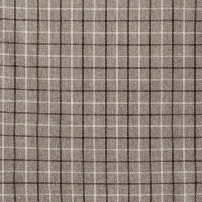 Brown Plaid Polyester Light-Filtering Curtain Panel with Fleece Lining