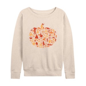 Women's - Star Wars - Fall Pumpkin Silhouette Lightweight French Terry Wide Neck Long Sleeve Shirt - 1 of 4