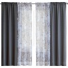 Kate Aurora Gray 4 Piece Coordinated Rod Pocket Semi Sheer Floral Window Curtain Panel Set - 84 in. Long - 2 of 4