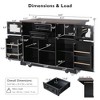 LOVSON 54.9" Stylish Kitchen Island with Drop Leaf&Power Outlet ,Functional Storage Cart with 4 Door Shelves, Visual Glass Door,for Kitchen,Black - 3 of 4