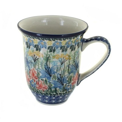 Blue Rose Polish Pottery Day Lily Bouquet Large Coffee Mug