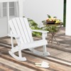Infans 2PCS Kid Adirondack Rocking Chair Outdoor Solid Wood Slatted seat Backrest White - 3 of 4
