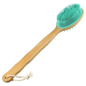 Unique Bargains Double Side Long Handle Bath Brush 4.13"x2.36" 1 Pc - 1 of 4