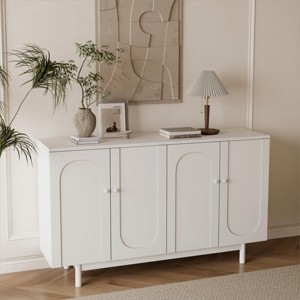 Buffet Cabinet with Storage, Storage Cabinet with Wood Decor Doors, Accent Sideboard Buffet with Solid Wood Feet, for Hallway, Living Room - 1 of 4