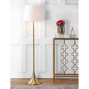 63" Metal Amelia Floor Lamp Brass (Includes LED Light Bulb) - Jonathan Y: Modern Empire Shade, UL Listed, Rotary Switch - 1 of 3