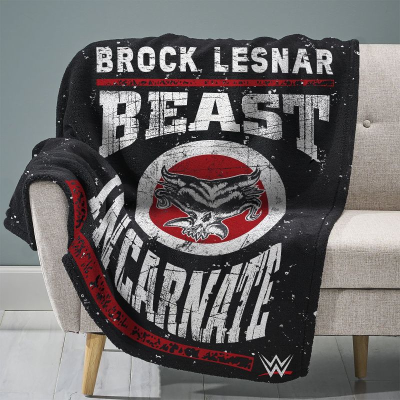 Sleep Squad WWE Brock Lesnar Beast Incarnate 60 x 80 Raschel Plush Throw, 1 of 7