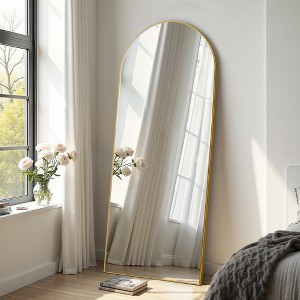 Spassway Arched Metal Full Length Mirror with Bracket Decorative Freestanding Mirror Accent Dressing Mirror for Living Room Bedroom - 1 of 4