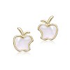 Guili 14K Gold Plated With White Mother Of Pearl Apple Design Studs Earrings For Kids - 2 of 2