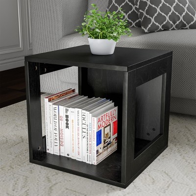 Hastings Home Stackable Modular Cube End Table With Open Sides - 15.75" x 15.75", Black