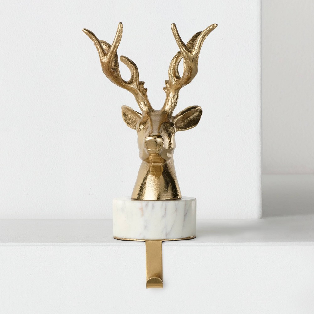 Stocking Holder Brass Marble Deer - Wondershop