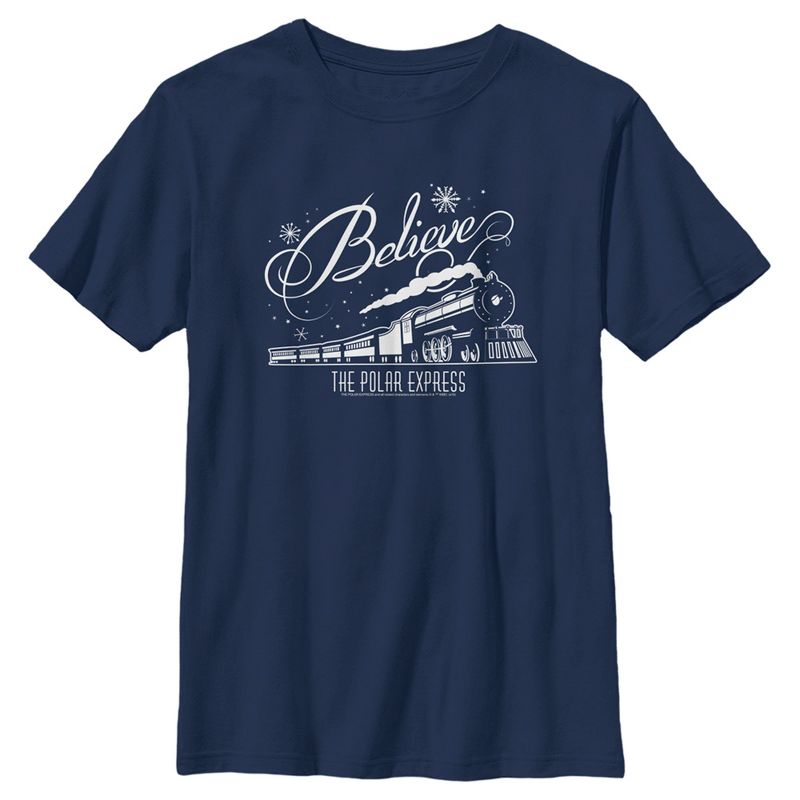 Boy's The Polar Express Believe Retro Train T-Shirt, 1 of 5