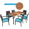 Costway 7PCS Patio Rattan Dining Chair Table Set with  Cushion Umbrella Hole Black/Navy - 2 of 4