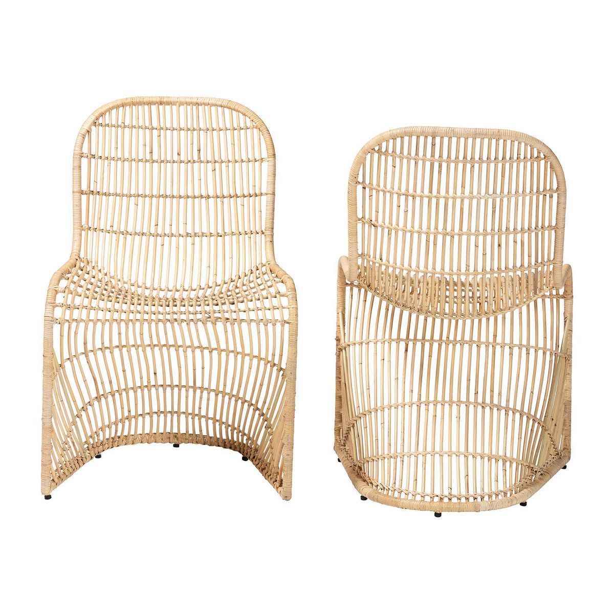 bali & pari Rosalba Bohemian Rattan 2  Piece S  Curve Dining Chair Set Light Honey - thumbnail 10