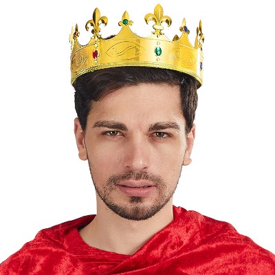 Joyfy Gold King Crown Halloween Costume Party Cosplay Props, Plastic Crown Hat for  for Kids Men Women Dress up, Play Party Accessories Decor