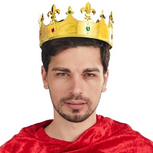 Joyfy Gold King Crown Halloween Costume Party Cosplay Props, Plastic Crown Hat for  for Kids Men Women Dress up, Play Party Accessories Decor - 1 of 4