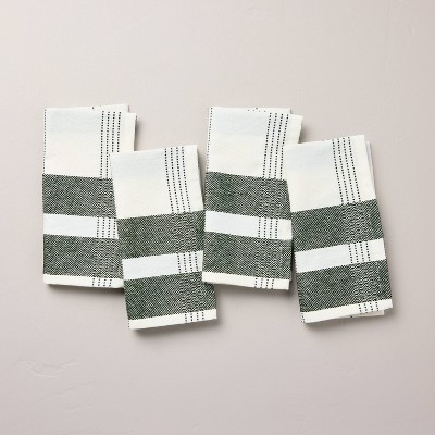4pk Winter Plaid Cloth Napkins Dark Green/Cream - Hearth & Hand™ with Magnolia