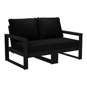 WestinTrends Montara Outdoor HDPE All-Weather Modern Patio Loveseat with Waterproof Cushions - 1 of 4