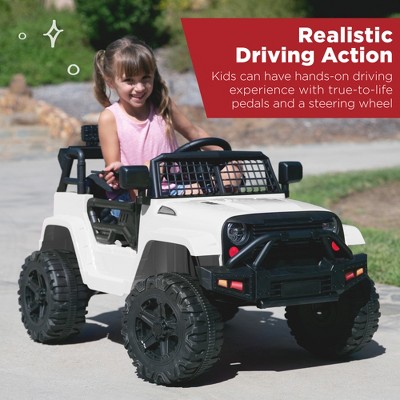 White 12V Kids Ride-On Truck with Remote Control