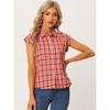 INSPIRE CHIC Women's Summer Plaid Short Sleeves Button Down Shirt - 2 of 4