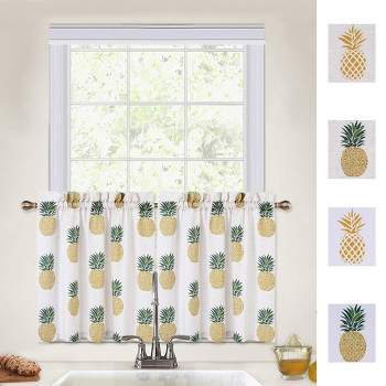 Whizmax Pineapple Print Tier Small Half Window Curtains for Bathroom Kitchen Cafe