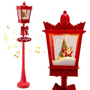 Costway 8 ft Musical Christmas Streetlight with Warm White LED Lights Snowy Effects - 1 of 4