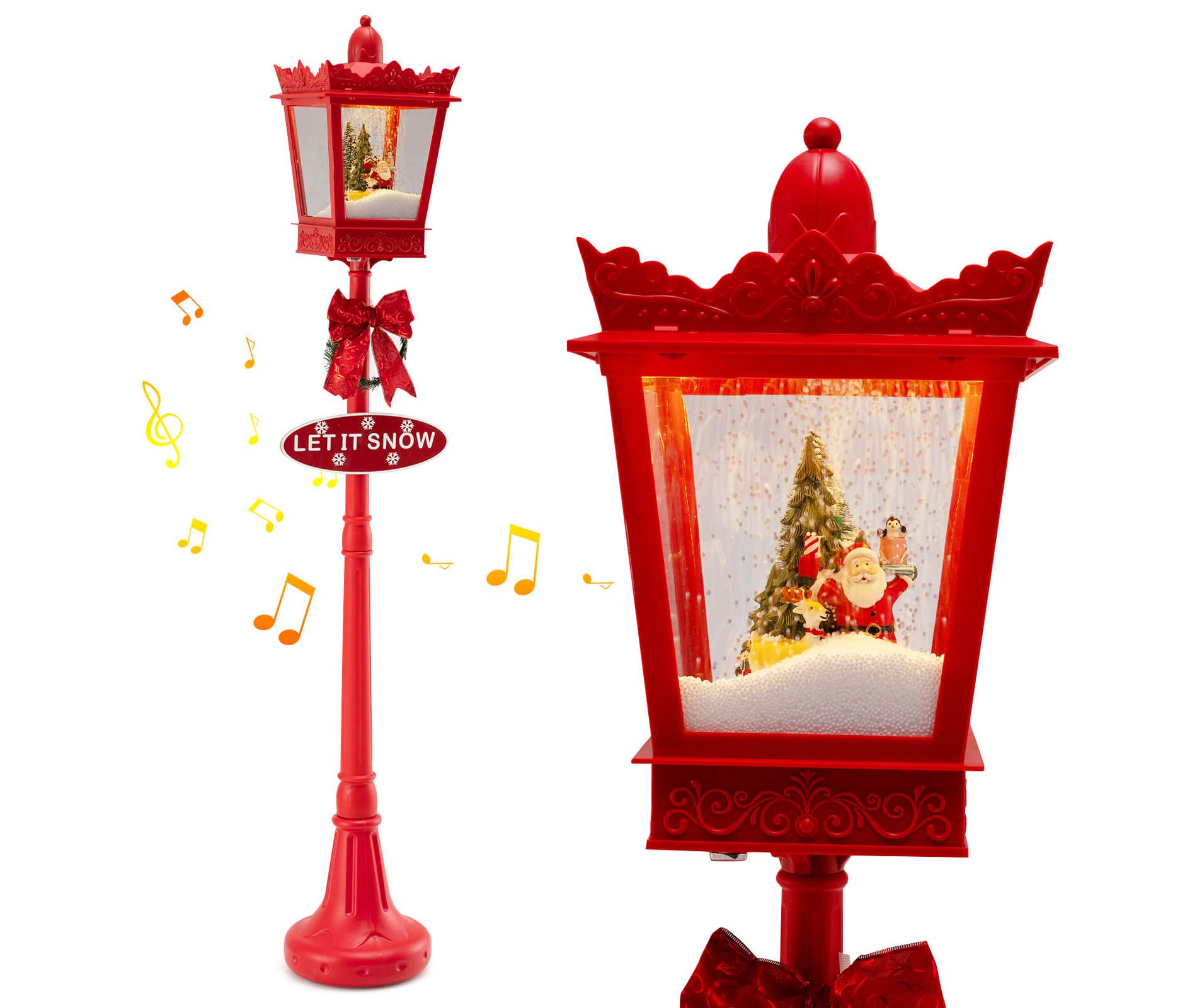 Costway 8 ft Musical Christmas Streetlight with Warm White LED Lights Snowy Effects