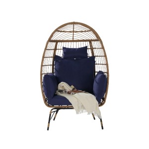 Wicker Egg Chair,Rattan Egg Chair Indoor Outdoor,Oversized Large Egg Chairs 600lbs with Cushion and Pillow for Porch, Backyard, Balcony - 1 of 3