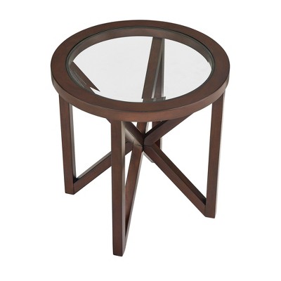Anybear Modern Simple Glass Coffee Table With Brown Frame