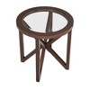 Grungis Round Coffee Table with Glass Tabletop and Solid Wood Base,Modern Simple Center Table for Living Room & Office - 2 of 4