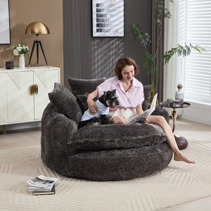 Aukfa 55" Oversized Round Chaise Lounge Chair, Modern Circle/Cloud Sofa Bed, Bean Bag Chair For Living Room - 1 of 4