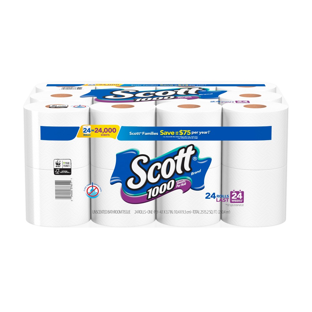 UPC 054000376511 product image for Scott 1000 Septic Safe Toilet Paper - 24 Rolls | upcitemdb.com