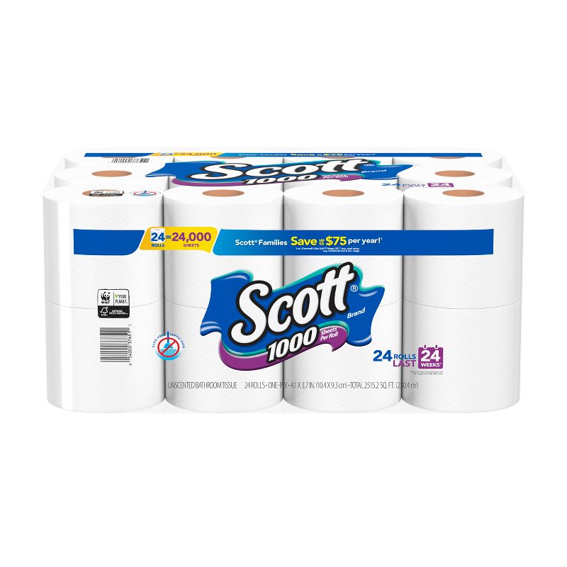 Scott 1000 Septic-Safe 1-Ply Toilet Paper, 1 of 8